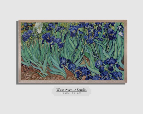 Frame Tv Art Vintage Floral Painting Van Gogh Irises Textured Tv Art Farmhouse Art Instant Screen Saver 044