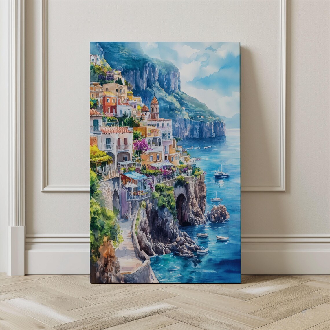 Watercolor Italy Amalfi Coast Travel Poster - Image 2