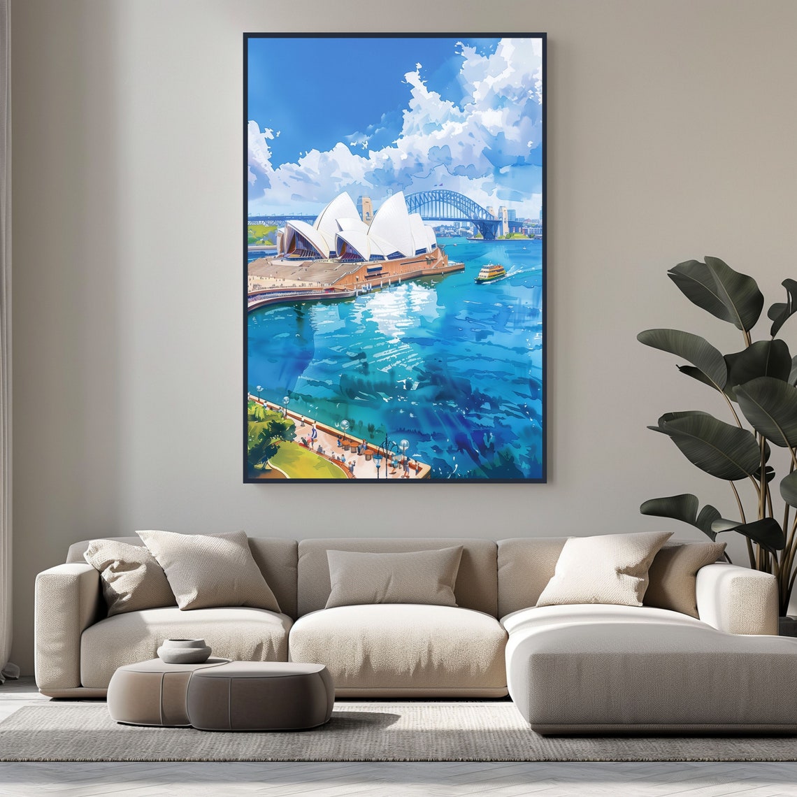 Sydney City Watercolor Travel Poster, Opera House - Image 2