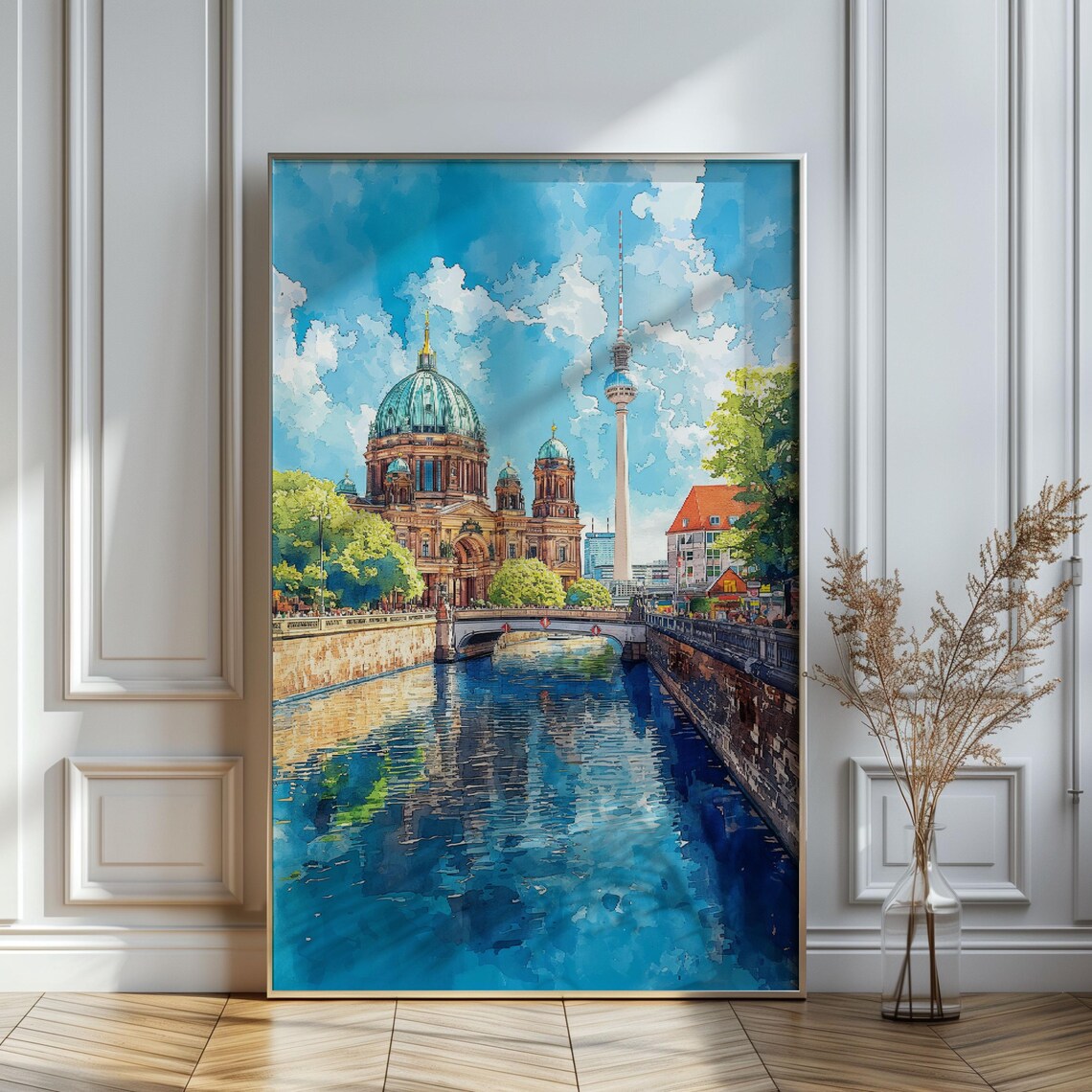 Berlin Watercolor Travel Poster, Cathedral and Fernsehturm - Image 3