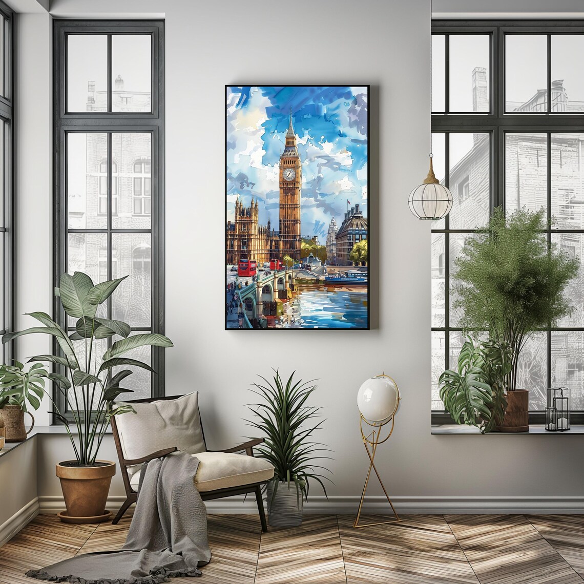 Watercolor London City Travel Poster, Big Ben England - Image 2