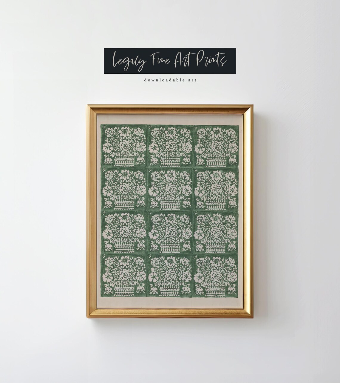 Cottagecore Blockprint Botanical Vintage Floral Print - Image 2