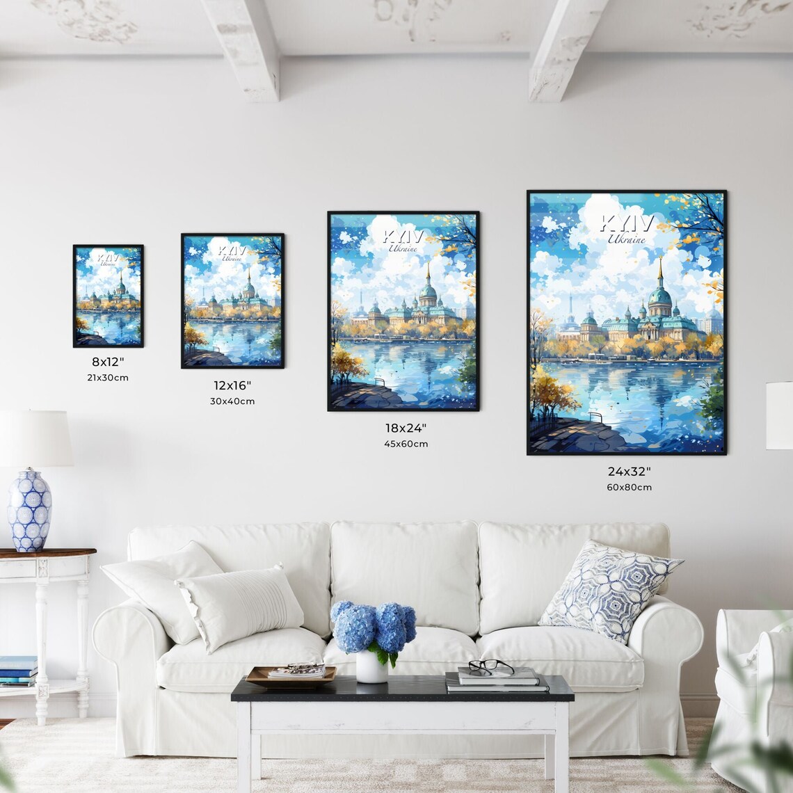 Kyiv Ukraine Golden Dome Church River Autumn Clouds Travel Poster - Image 3