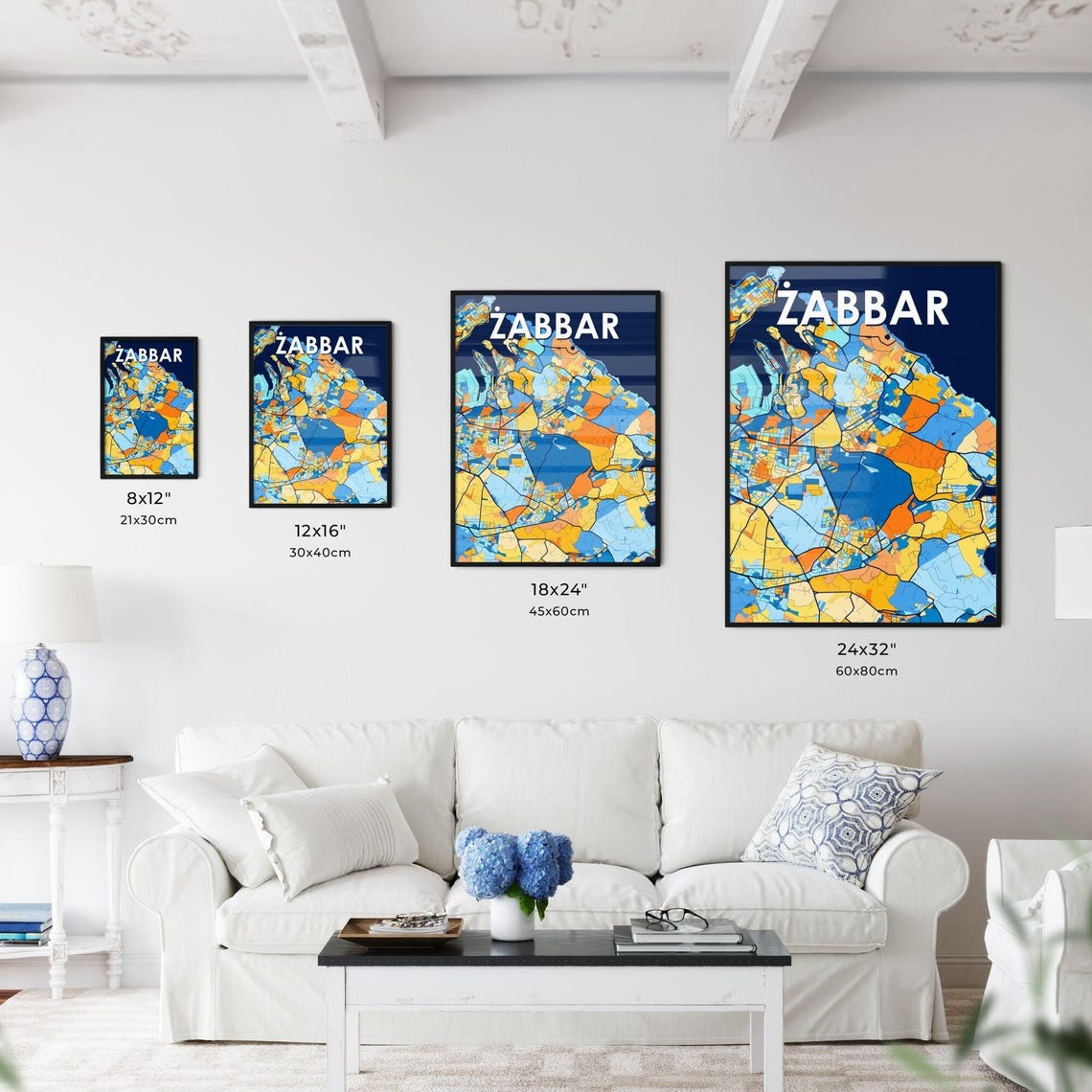 Zabbar Malta Colorful Street Map Artwork Modern City Home Decor Poster - Image 3