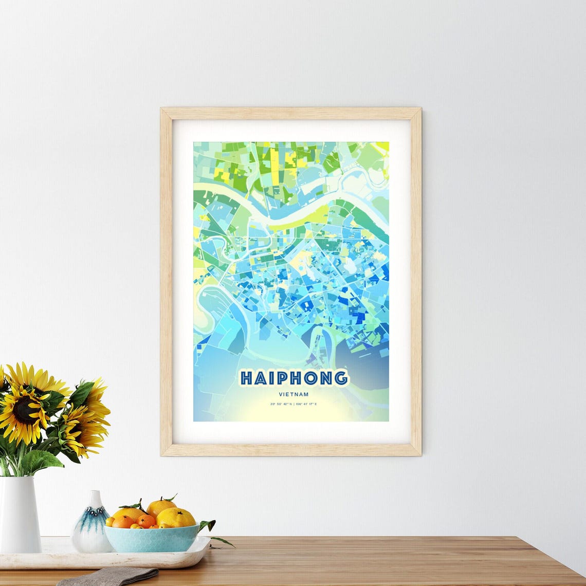 Haiphong Vietnam Minimalist Bluish Street Map City Art Decor Poster - Image 2