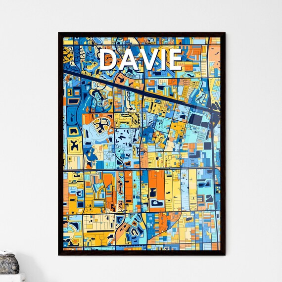 Davie Florida Vibrant Colorful Geometric Street Grid City Map Art Poster