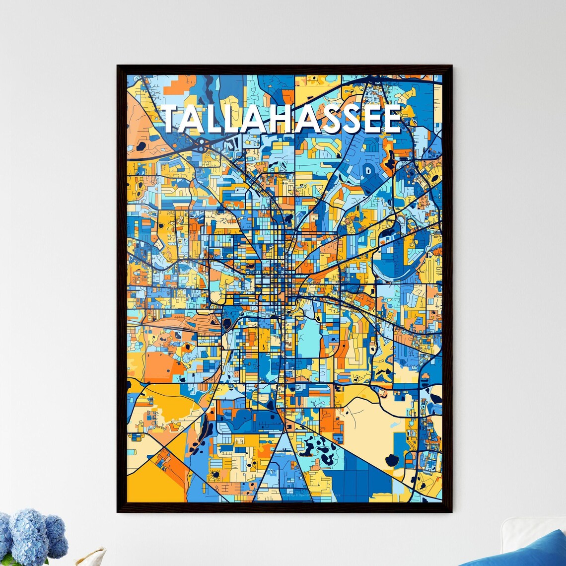 Tallahassee Florida Colorful Vibrant City Street Map Art Poster