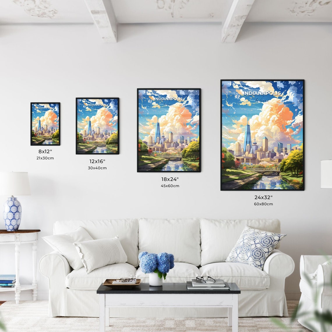 Indianapolis Indiana Skyline from the Green Park Bridge Poster - Image 3