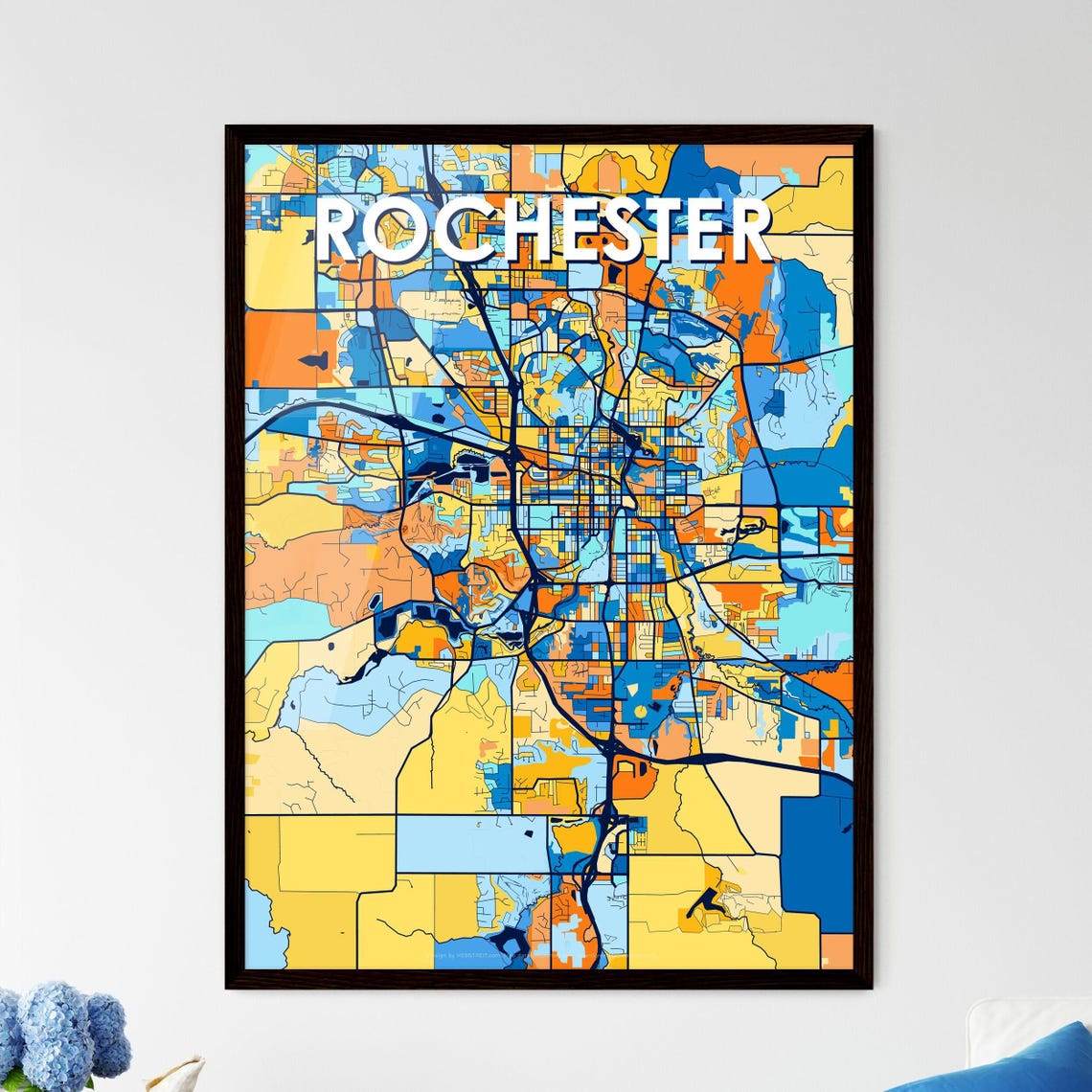 Rochester Minnesota Colorful City Map Art Print Home Decor Gift