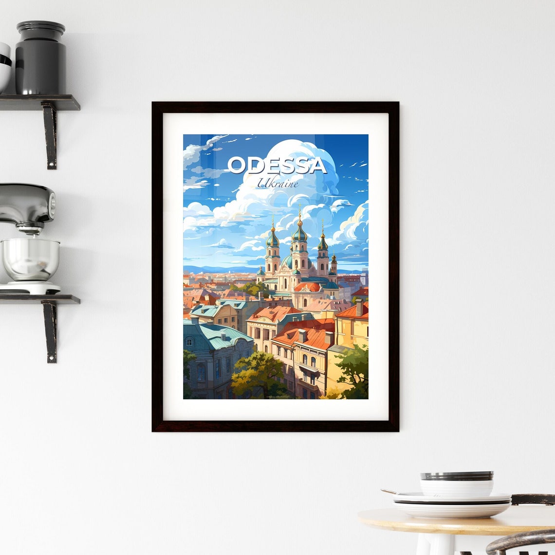 Odessa Ukraine Onion Dome Cathedral Rooftop Skyline Travel Poster - Image 2