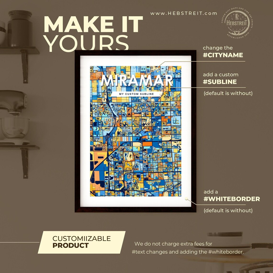Miramar Florida Vibrant Colorful Geometric Street Grid City Map Art Poster - Image 2