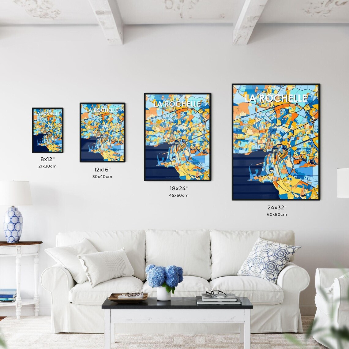 La Rochelle France Bold Colorful City Map Artwork Travel Wall Decor Poster - Image 3