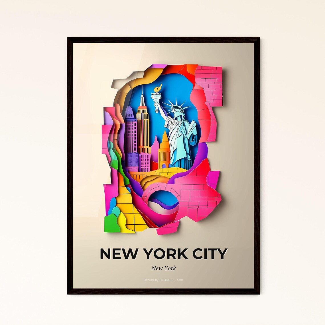 New York City New York Statue of Liberty Paper Cut Art Poster
