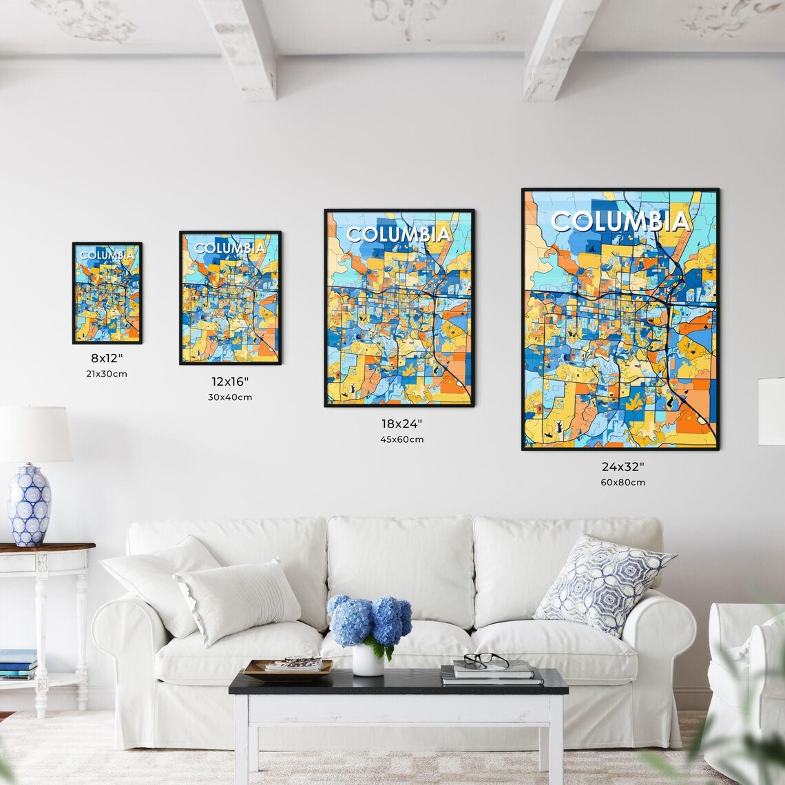 Columbia Missouri Colorful Street Map Art Home Decor Gift Poster - Image 3