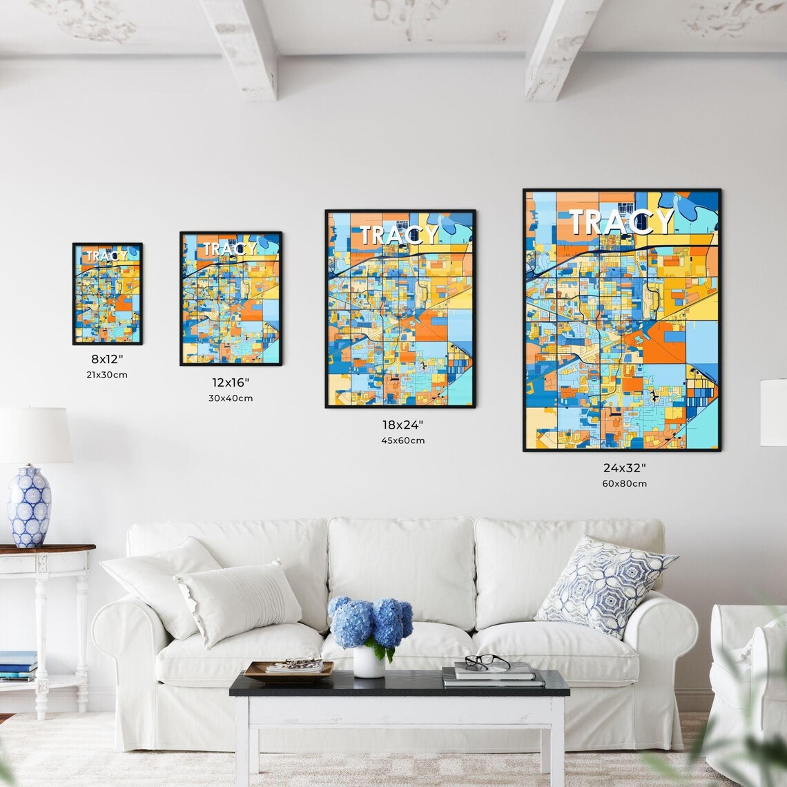 Tracy California Bold Colorful City Map Art Poster Great Hometown Gift - Image 3