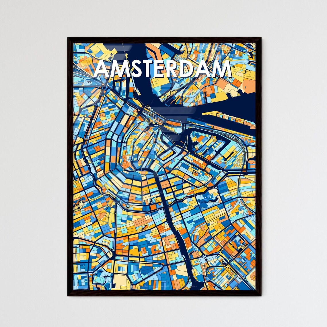 Amsterdam Netherlands Vibrant Street Map Artwork Colorful City Design Poster
