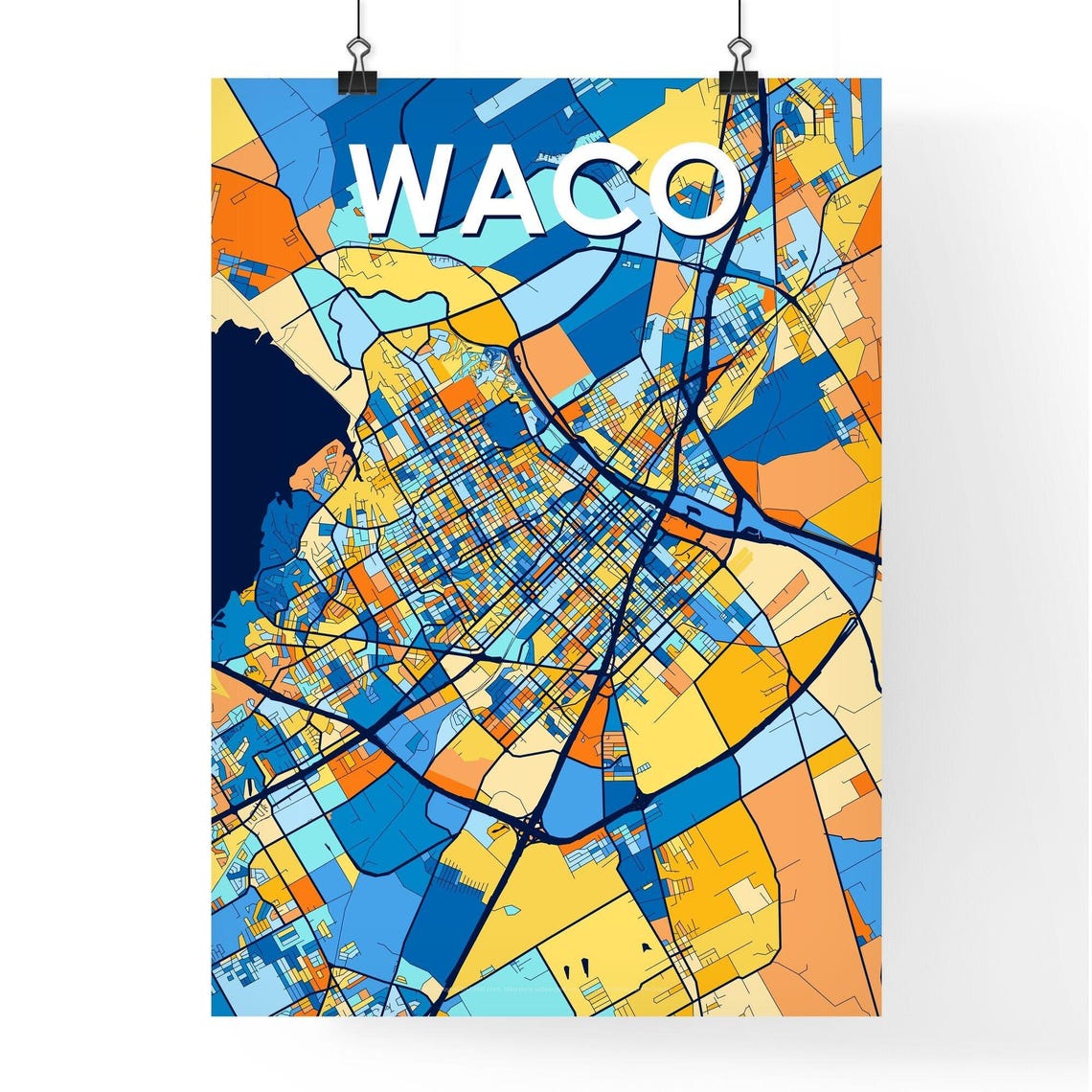 Waco Texas Colorful Modern City Street Map Travel Decor Poster - Image 4