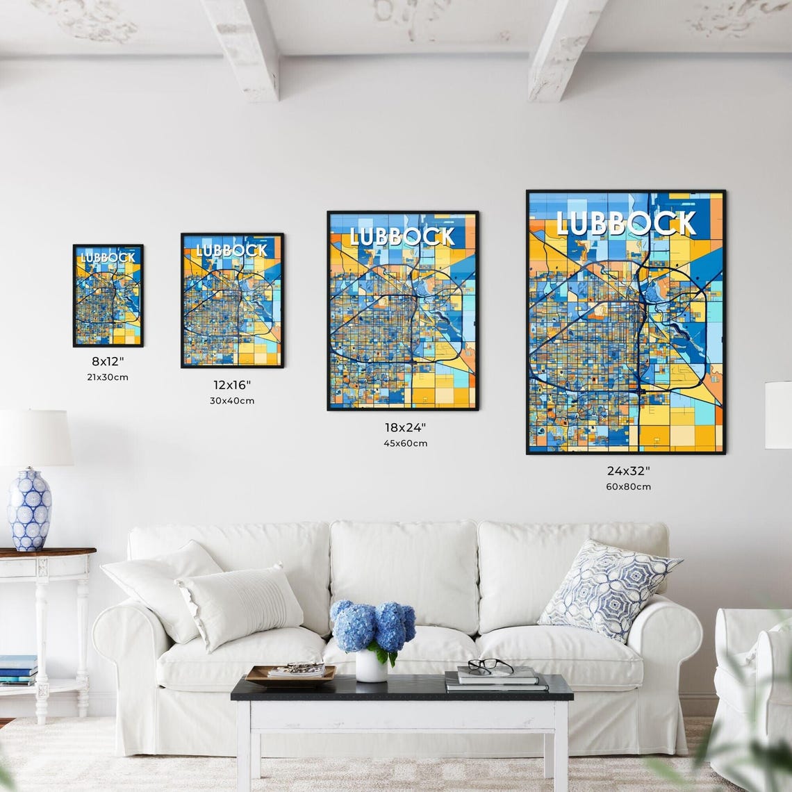 Lubbock Texas Bold Abstract Geometric City Street Map Poster - Image 3