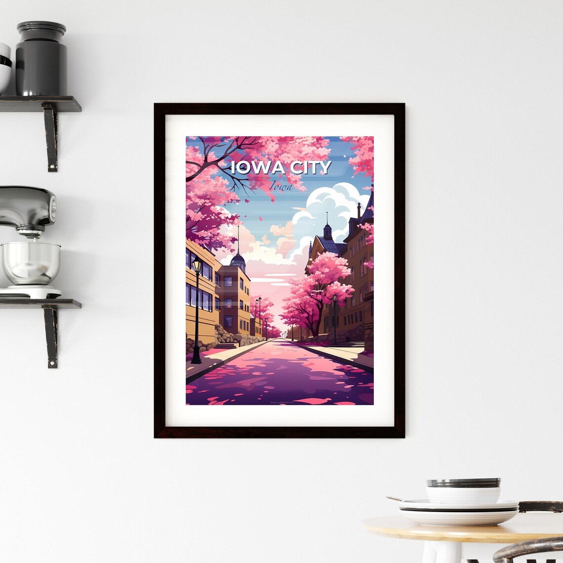 Iowa City Iowa Cherry Blossom Main Street Vintage Travel Poster - Image 2
