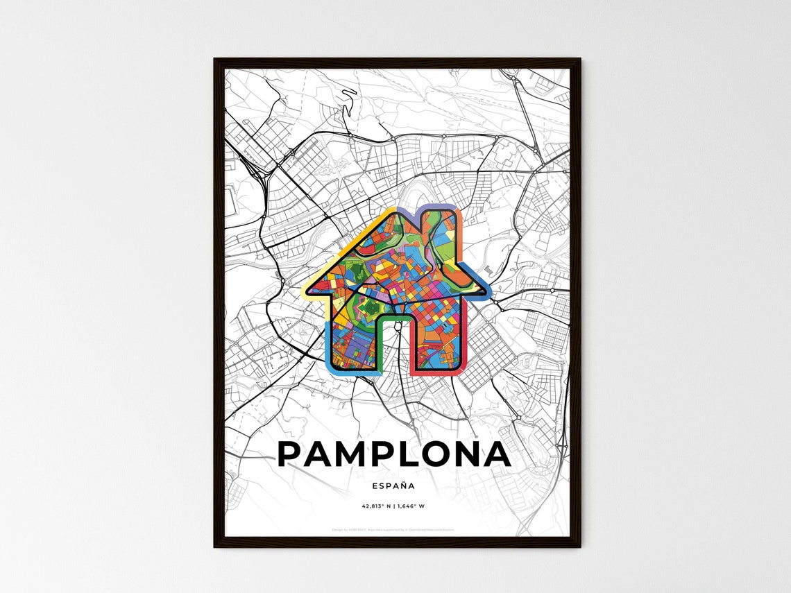 Pamplona Spain Romantic Minimalist Heart City Map Art Poster - Image 3