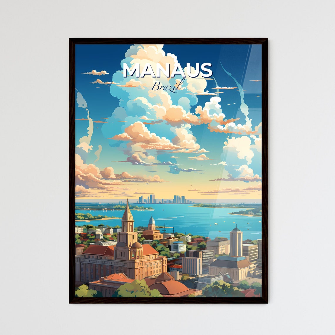 Manaus Brazil Historic Riverfront Buildings Amazon Gateway Poster