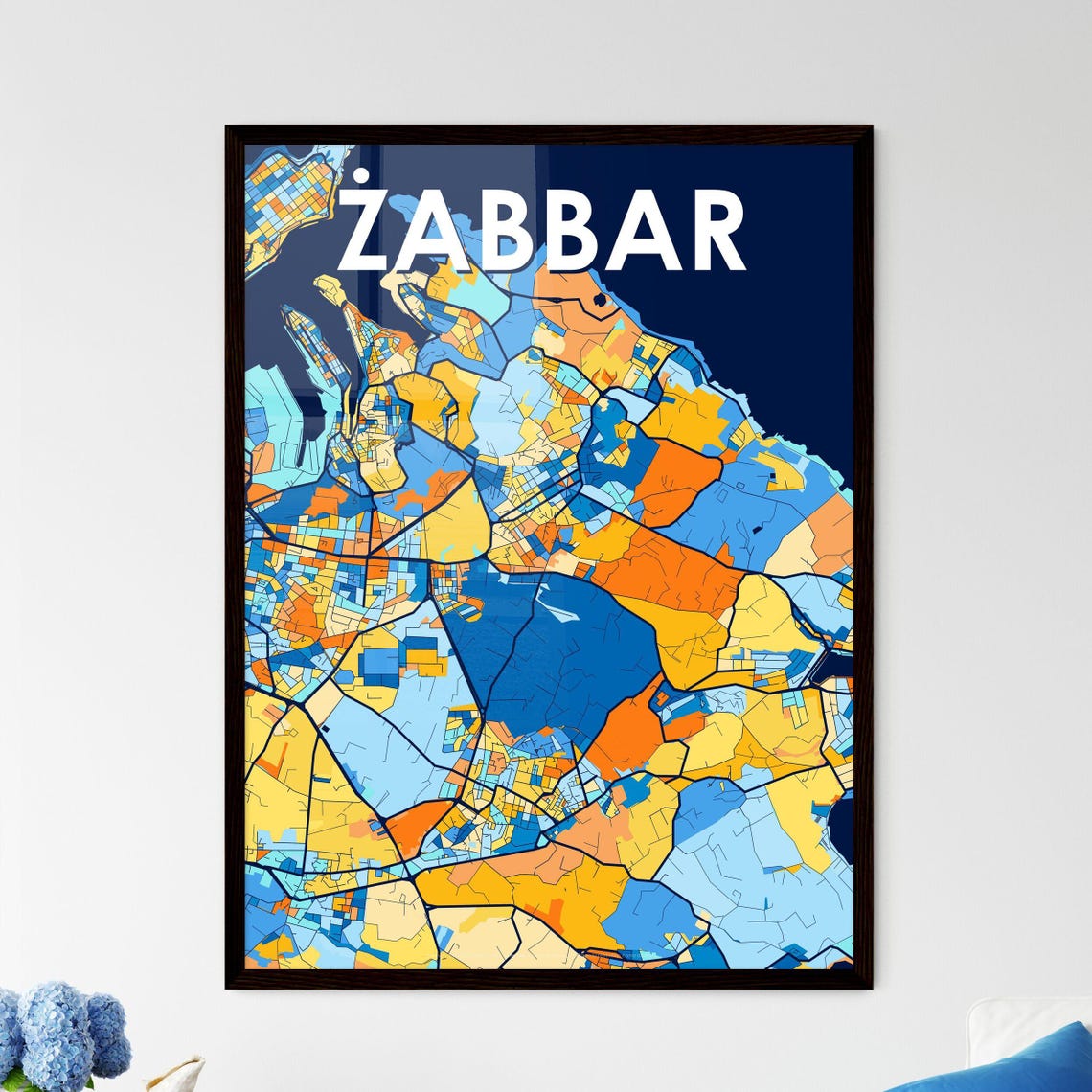 Zabbar Malta Colorful Street Map Artwork Modern City Home Decor Poster