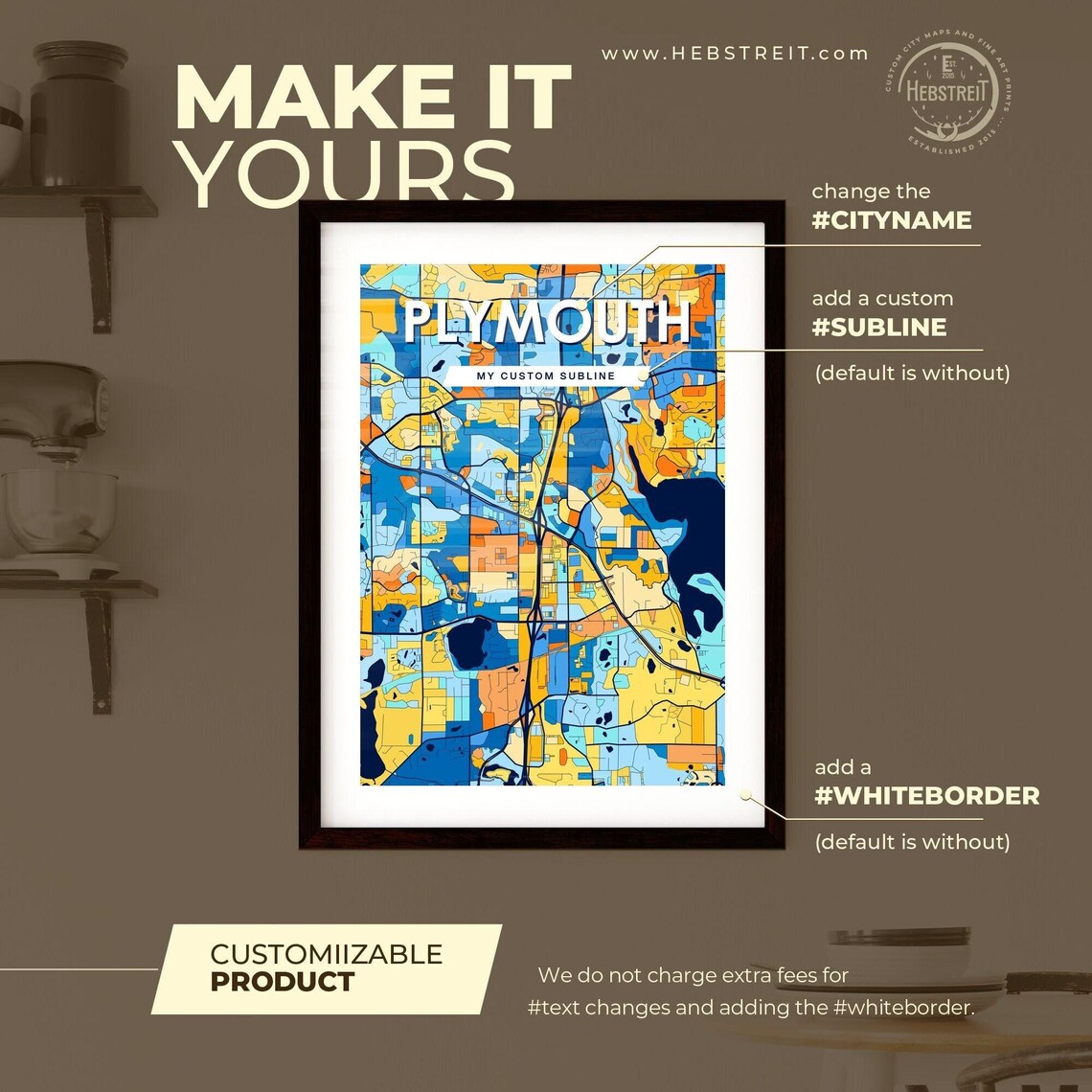 Plymouth Minnesota Vibrant Colorful Geometric Street Grid City Map Art Poster - Image 2