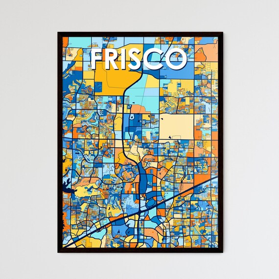 Frisco Texas Vibrant Colorful Mosaic City Street Map Art Poster