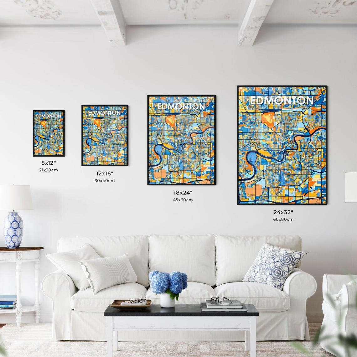 Custom Edmonton Canada Vibrant Colorful City Street Map Art Poster - Image 3
