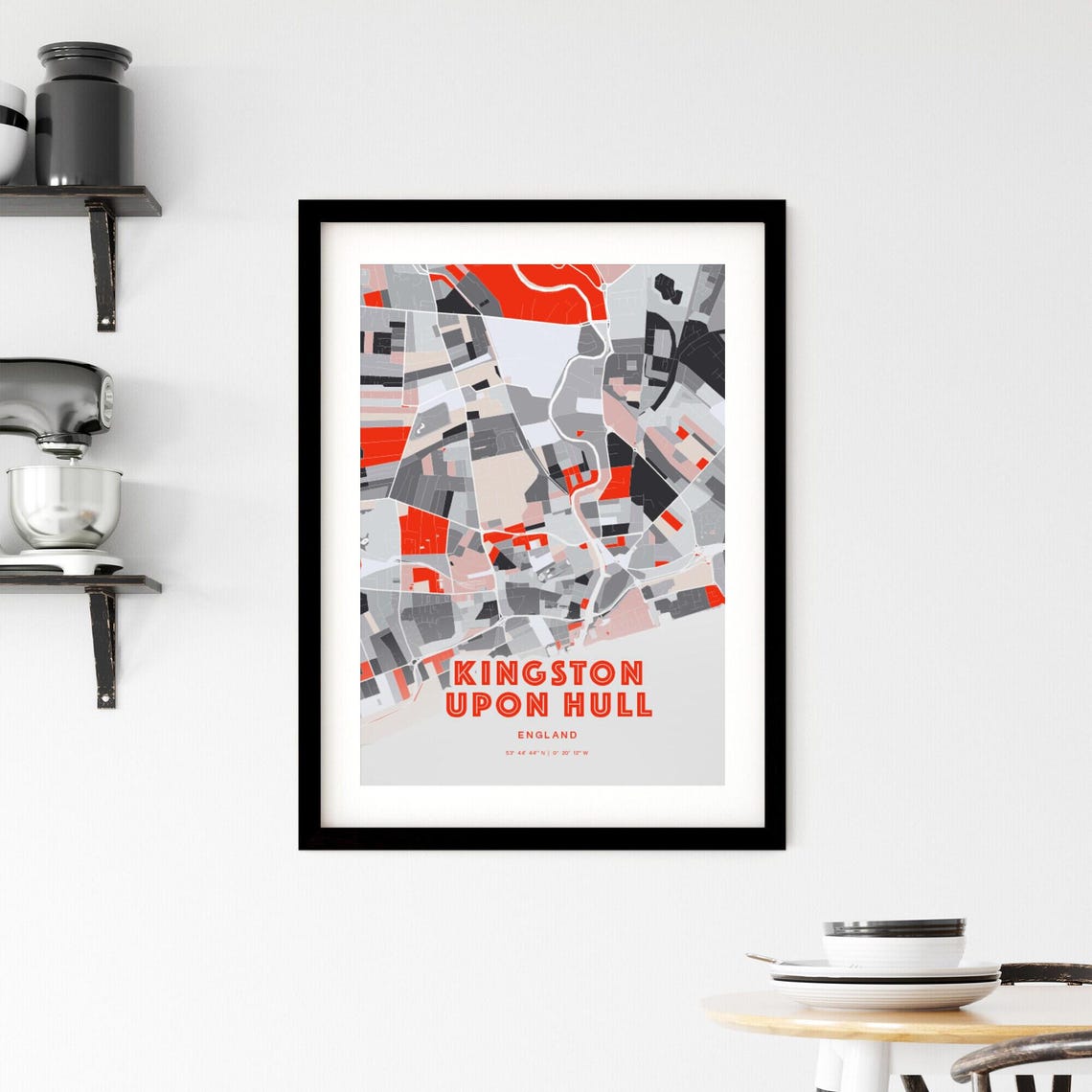 Kingston Upon Hull England Modern Red Expressive City Map Poster - Image 3