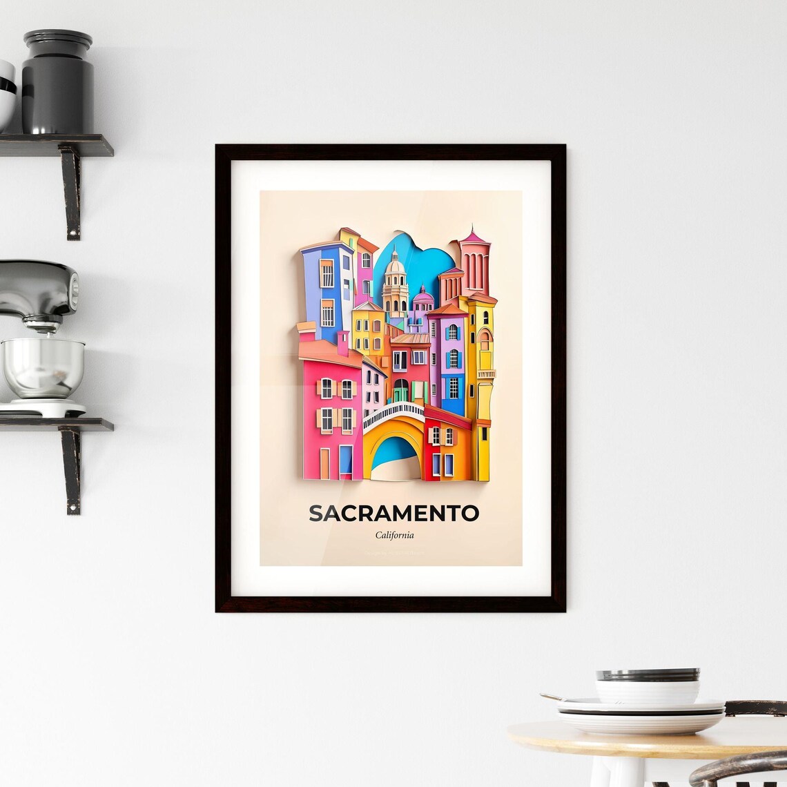 Sacramento California Clock Tower City Vivid Bridge Art Poster - Image 2