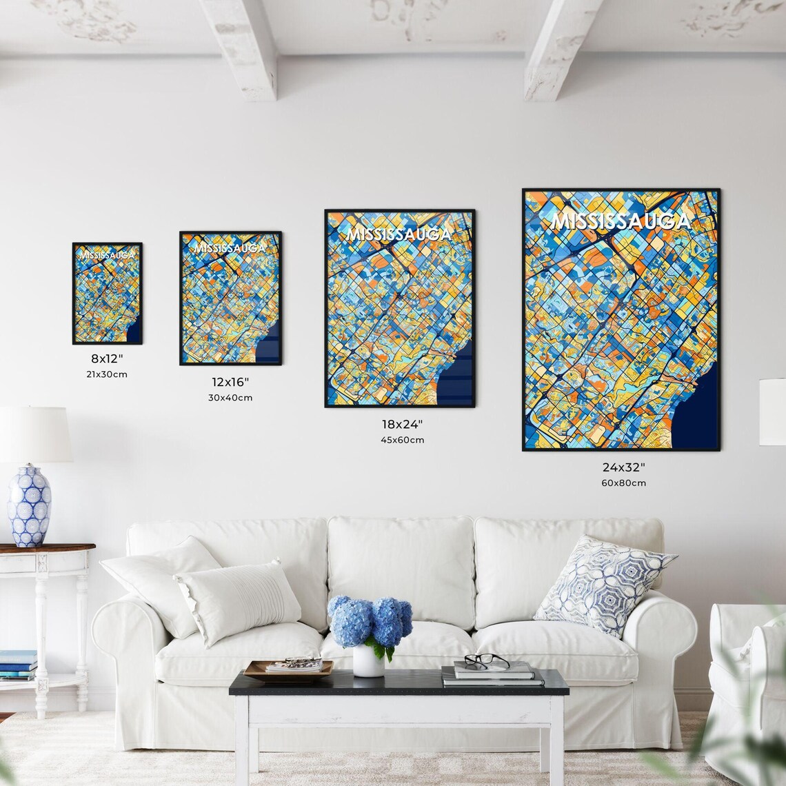 Custom Mississauga Canada Vibrant Colorful City Street Map Art Poster - Image 3