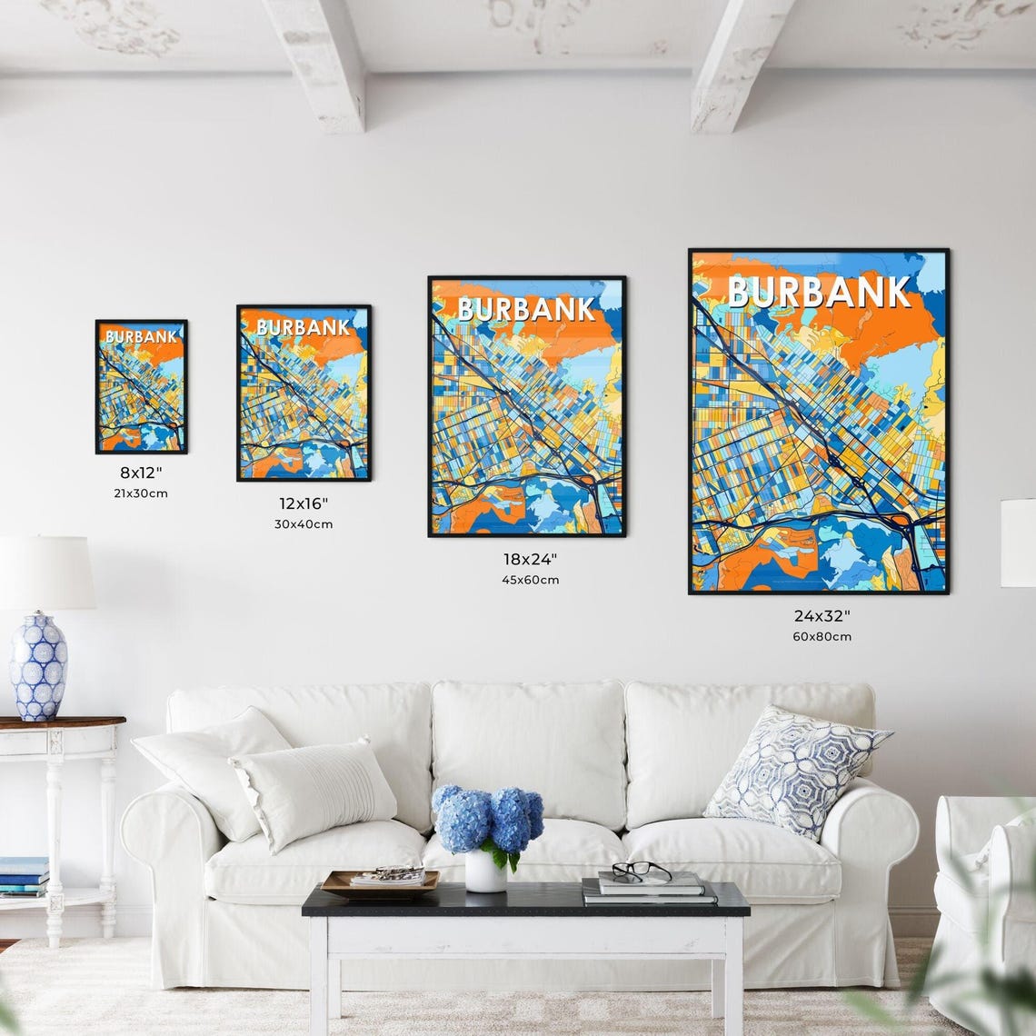 Burbank California Bright Mosaic City Street Map Artwork Poster - Image 3