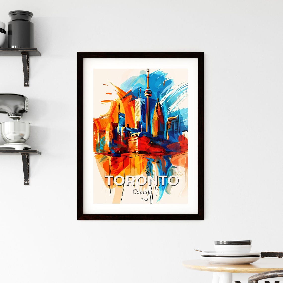 Toronto Canada CN Tower Abstract Skyline Painting Art Poster - Image 2