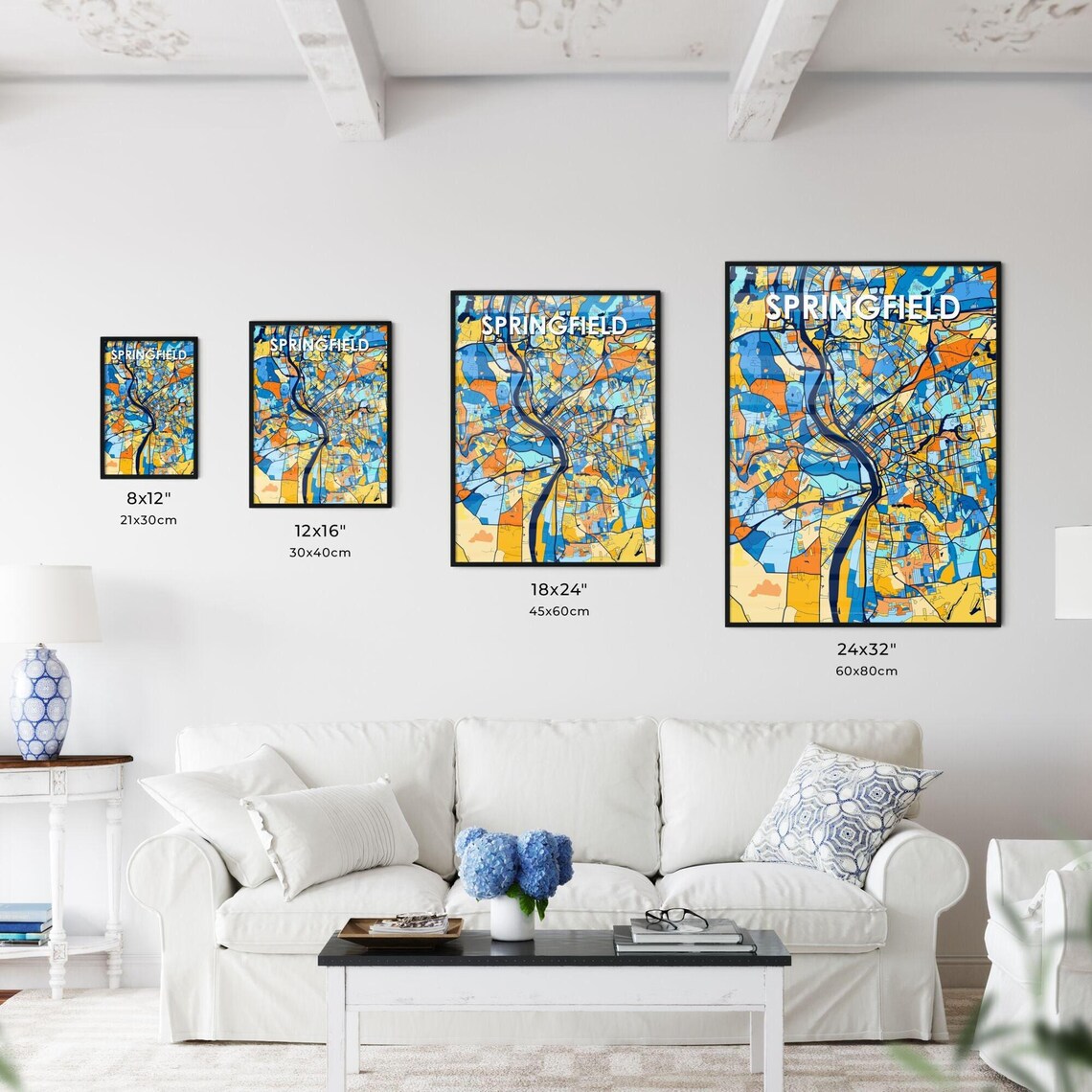 Springfield Massachusetts Colorful Modern City Street Map Travel Decor Poster - Image 3