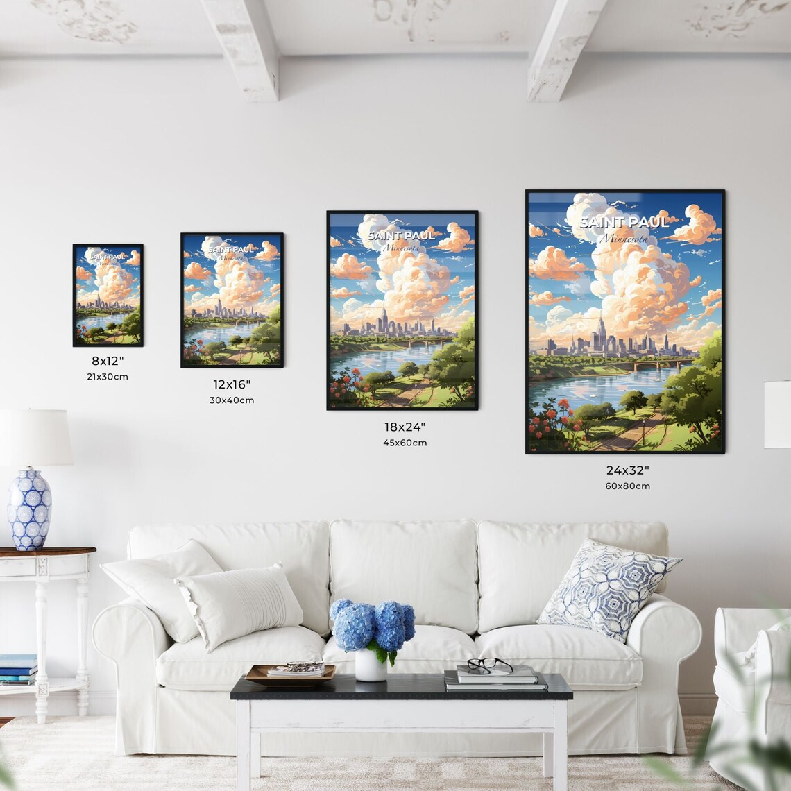 Saint Paul Minnesota Illustrated Travel Poster River Skyline Art - Image 3
