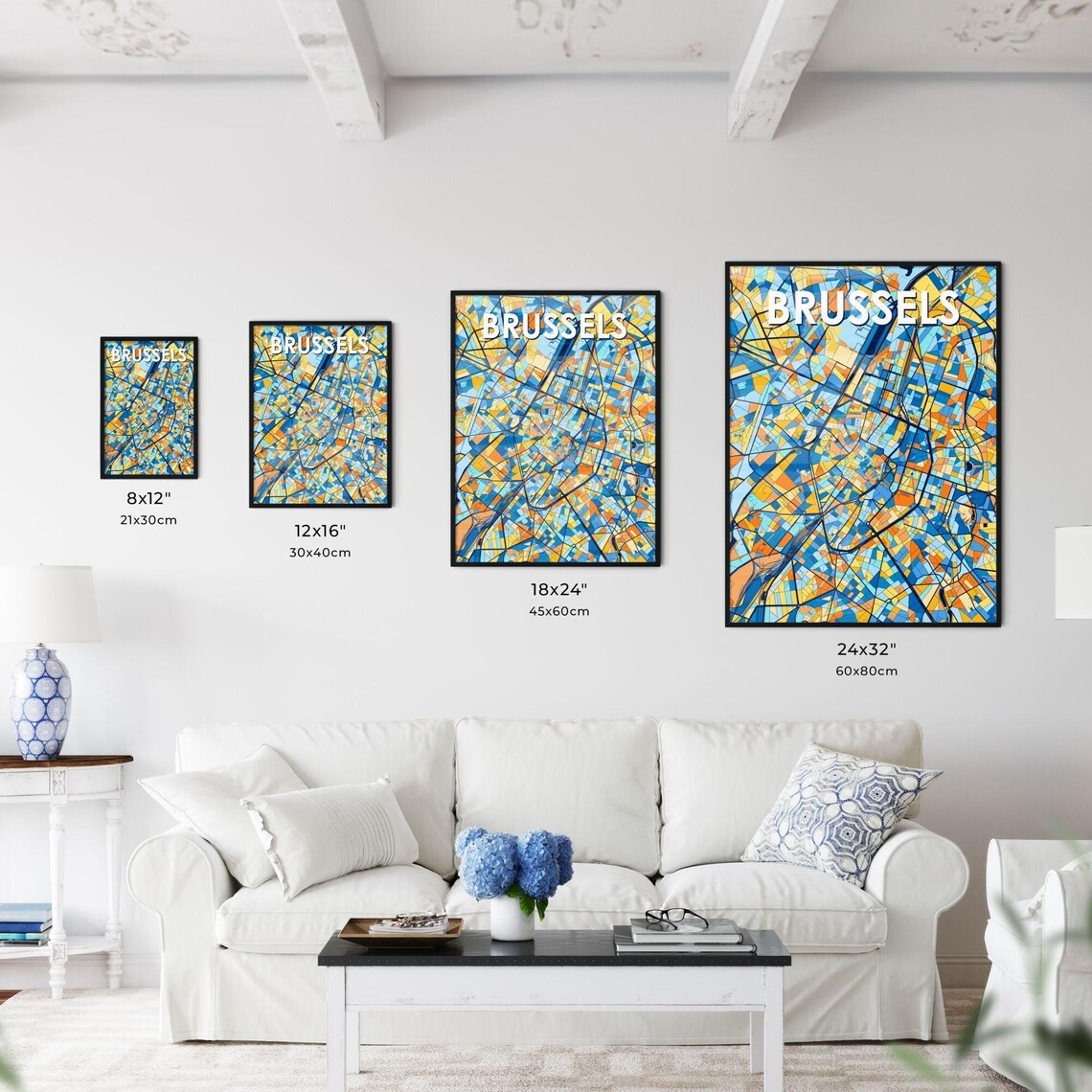Brussels Belgium Vibrant Street Map Artwork Colorful City Design Poster - Image 3