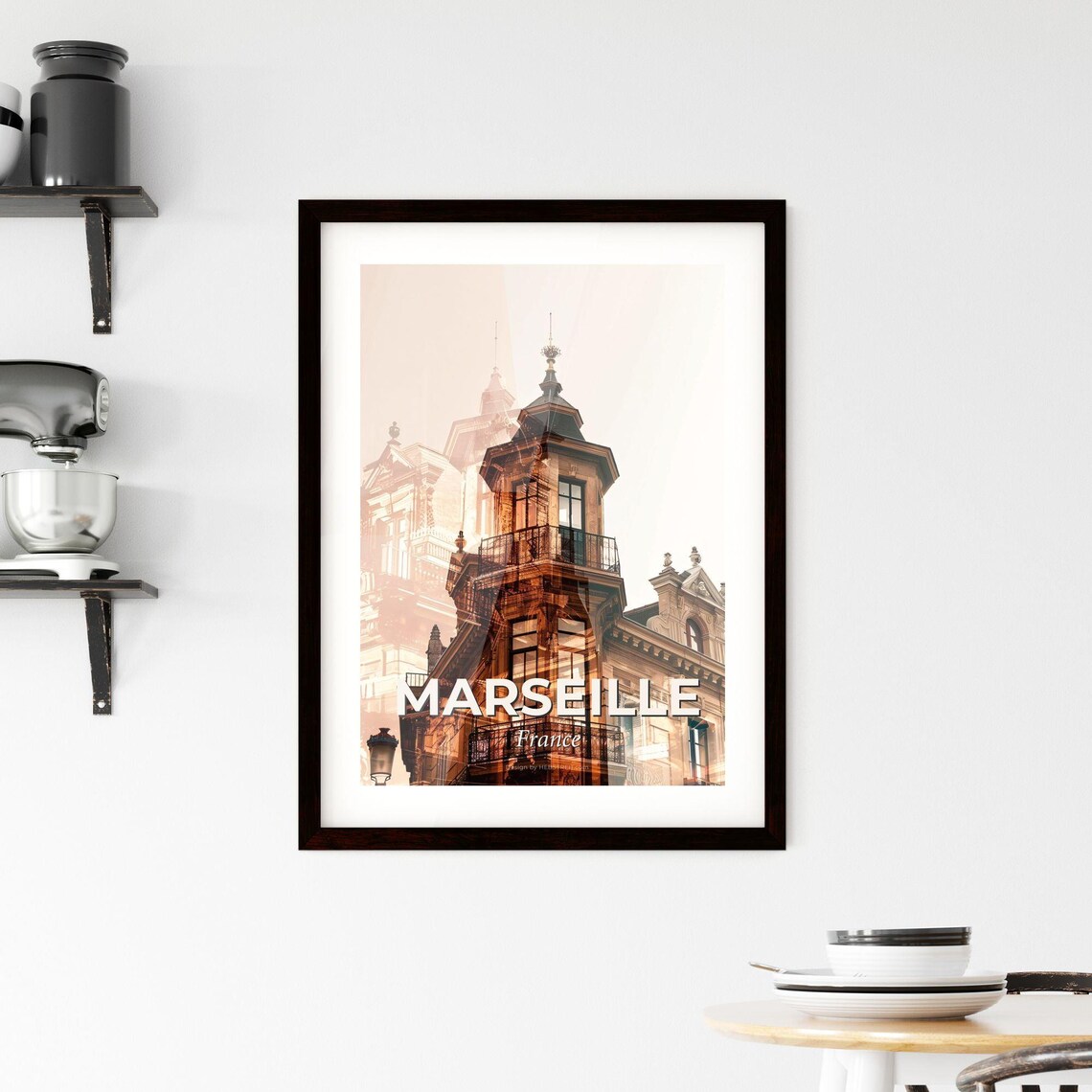 Marseille France Baroque Old Balcony Double Exposure Art Poster - Image 2