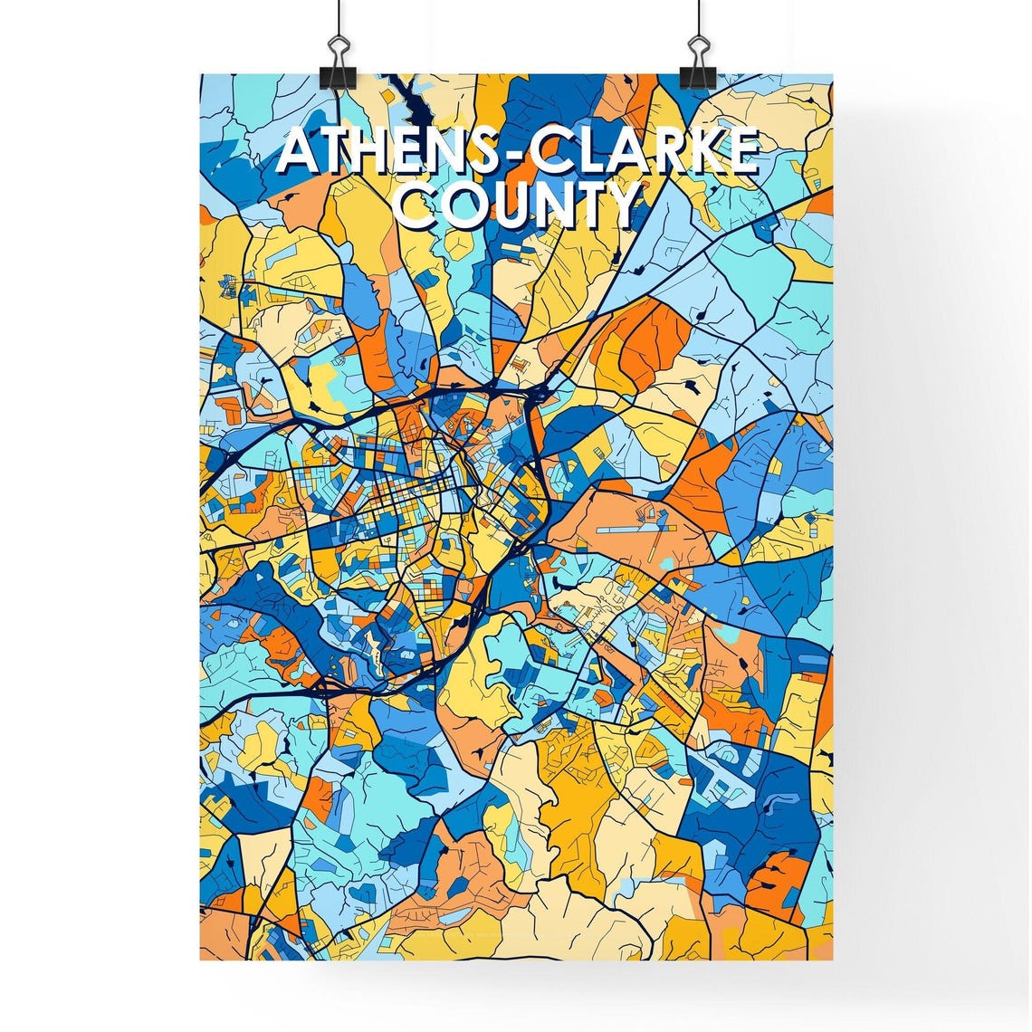 Athens-Clarke County Georgia Colorful City Map Art Home Decor Poster - Image 4
