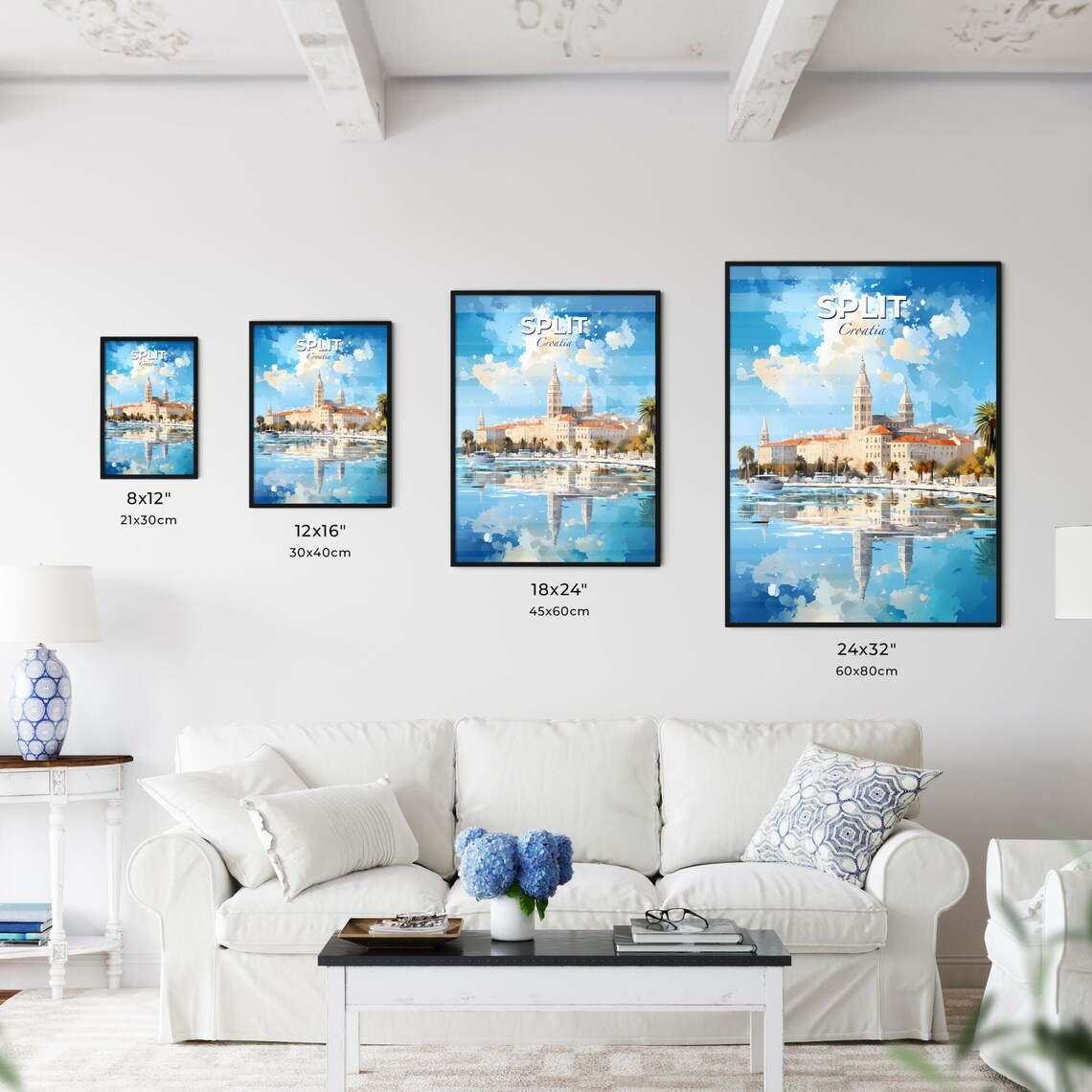 Split Croatia Poster Watercolor Harbor Travel Skyline Dalmatia Coast Decor - Image 3