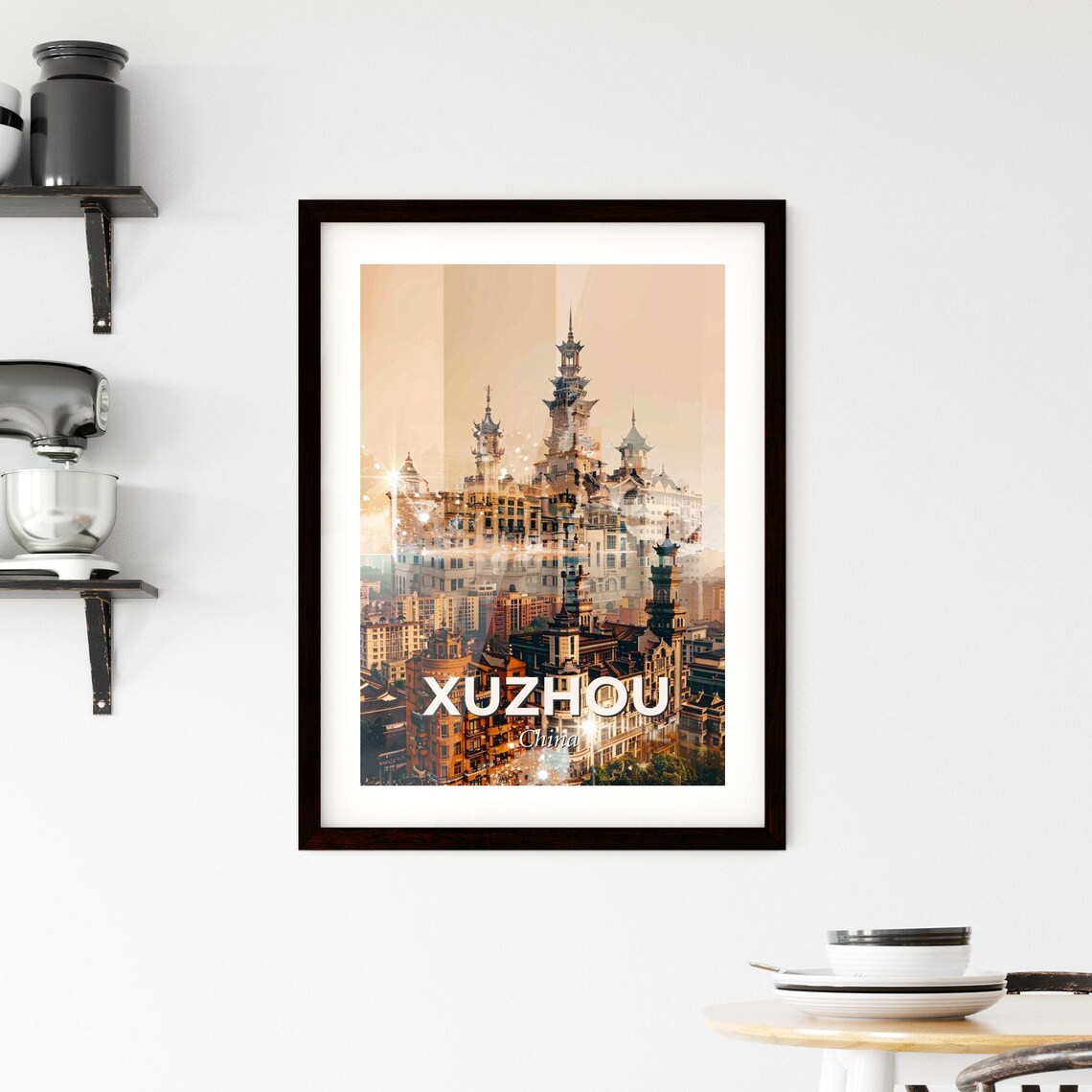 Xuzhou China Golden Pagoda Towers Modern City Skyline Art Poster - Image 2