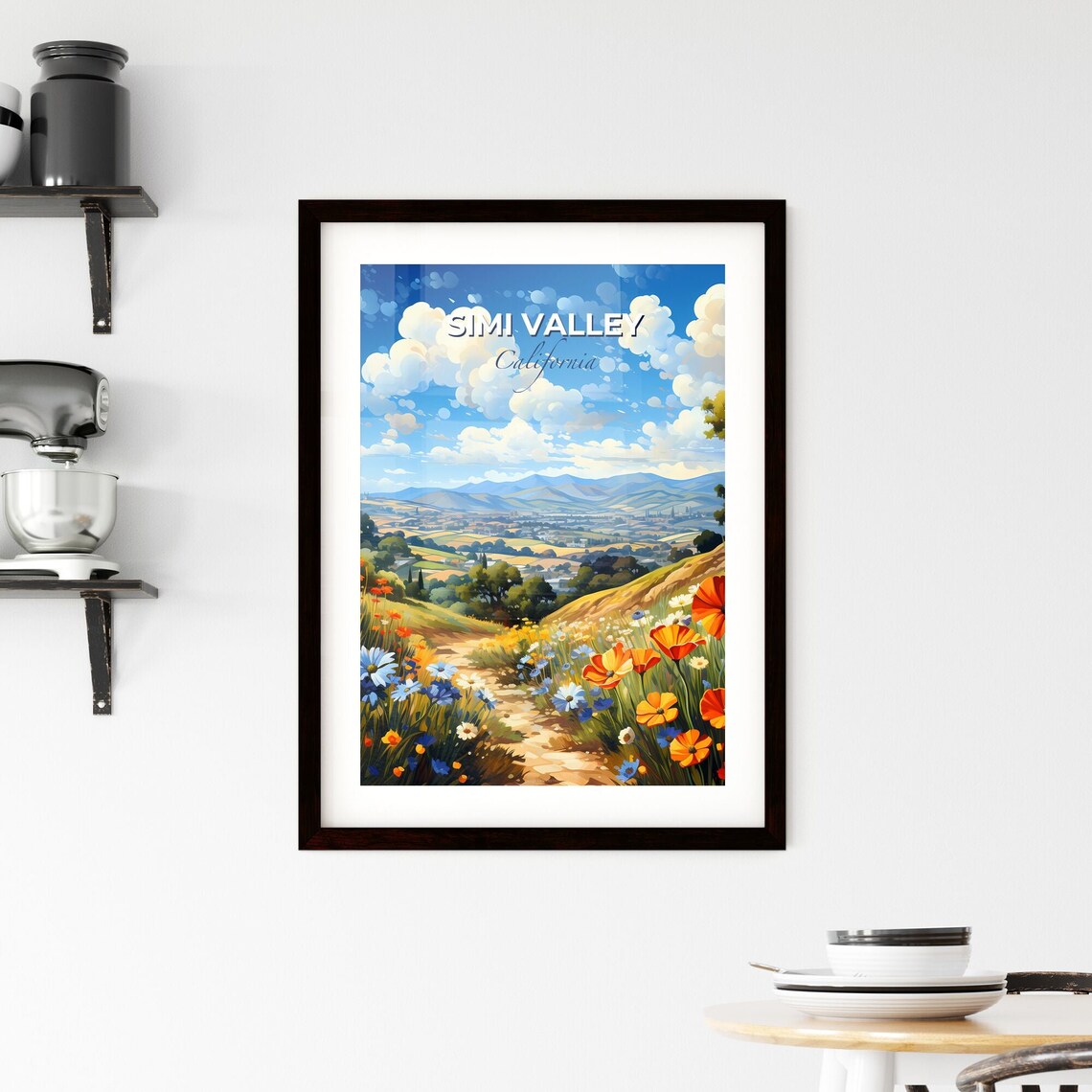 Simi Valley California Wildflower Meadow Poppy Hill Travel Poster - Image 2