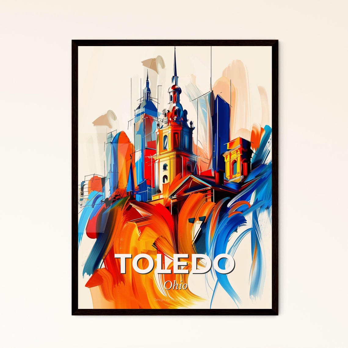 Toledo Ohio Dynamic Abstract City Skyline Painting Art Poster