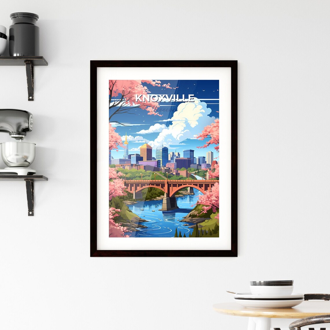 Knoxville Tennessee Skyline River Bridge Blossom Travel Poster - Image 2