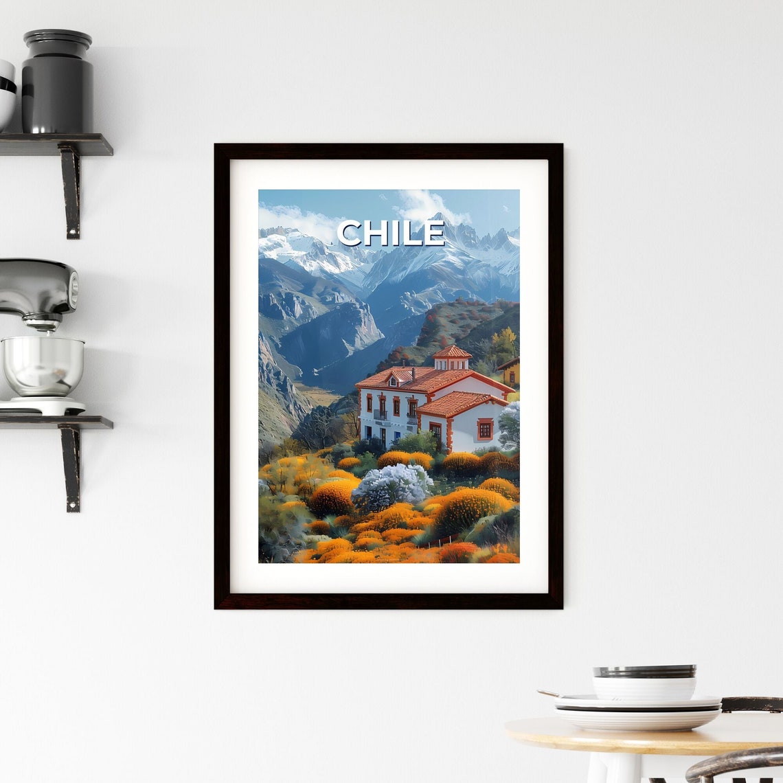 Chile Hacienda Wildflower Meadow Andes Mountain View Travel Poster - Image 2