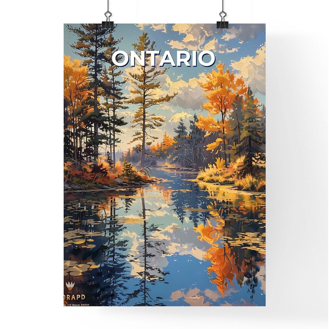 Ontario Autumn Forest Lake Reflection Pines Travel Art Poster - Image 4