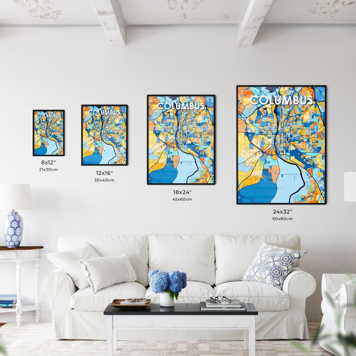 Columbus Georgia Vibrant Colorful Mosaic City Street Map Art Poster - Image 3