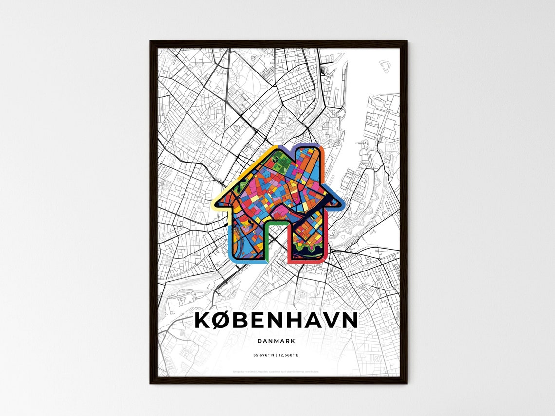 Copenhagen Denmark Modern Minimalist Heart Street Map Art Poster - Image 3