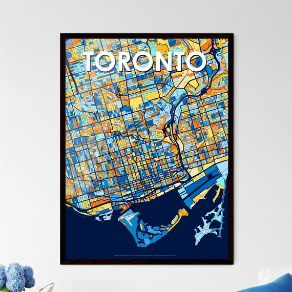 Custom Toronto Canada Vibrant Colorful City Street Map Art Poster
