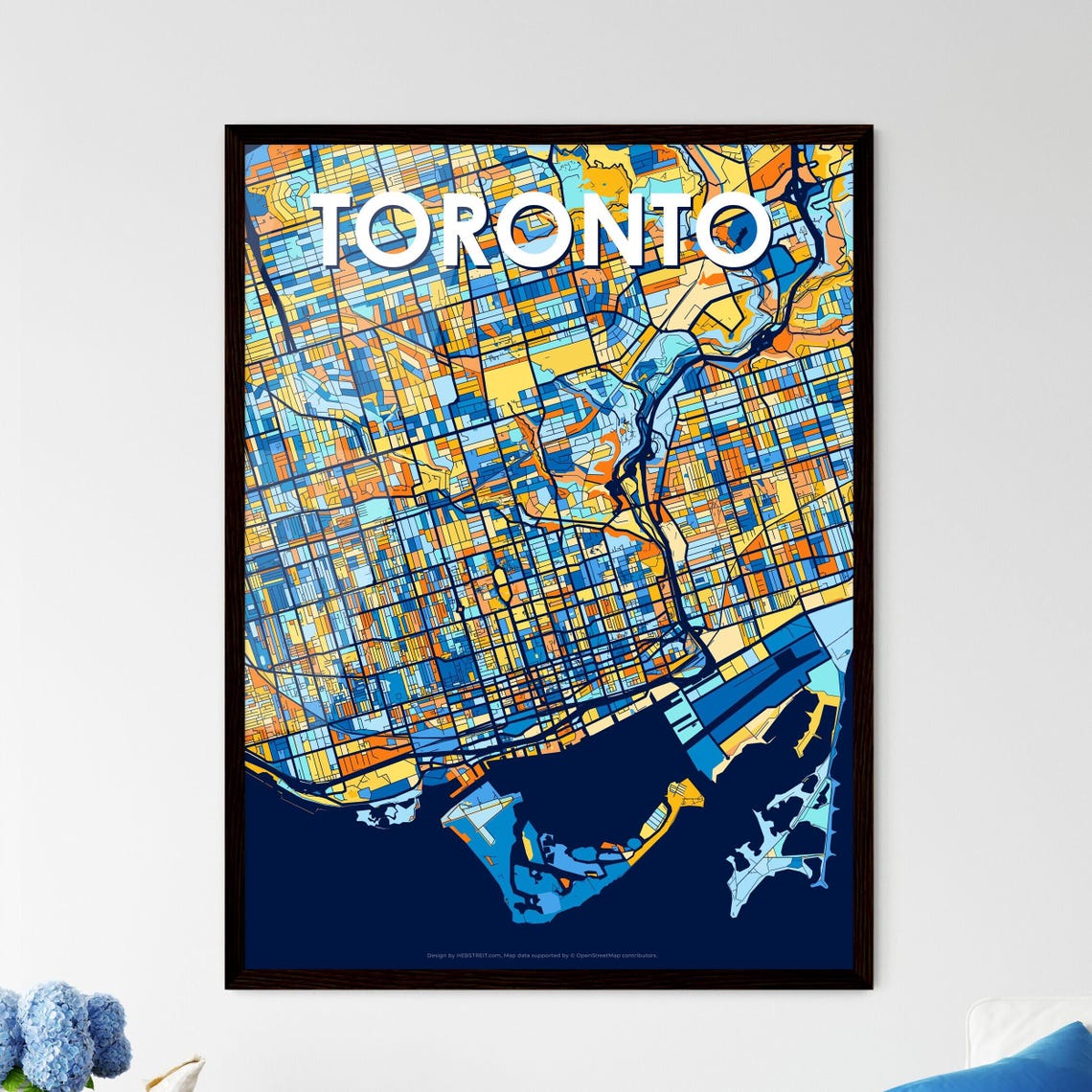 Custom Toronto Canada Vibrant Colorful City Street Map Art Poster
